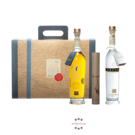 Marzadro Geschenk-Set Confezione Viaggio N. 4 Discovery Distillery / 41 & 43 % Vol. / 0,5 Liter & 0,35 Liter in Geschenkbox