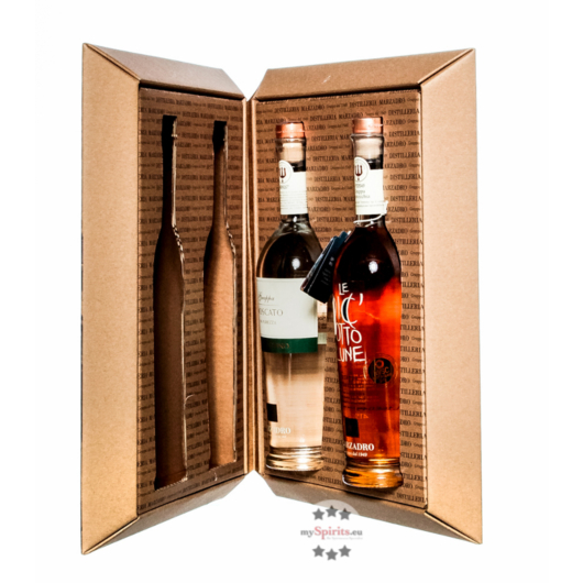 Marzadro Set "Libreria D" Grappa Moscato & Diciotto Lune / 41 % Vol. / 2 x 0,5 Liter-Flasche