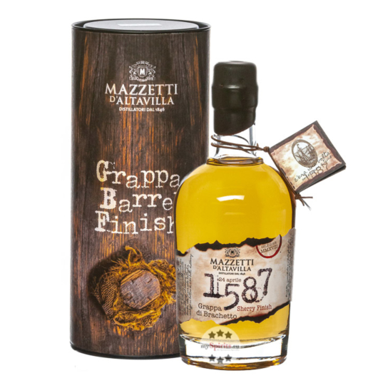 Mazzetti d'Altavilla 1587 Grappa Brachetto Sherry Finish / 43 % Vol. / 0,5 Liter-Flasche in Geschenkdose