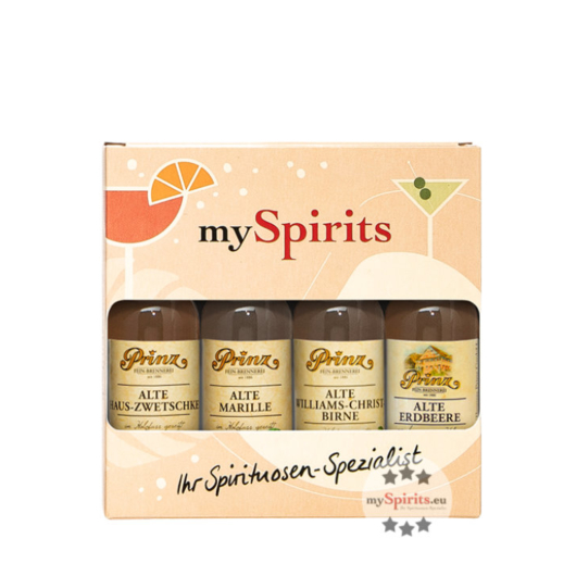 mySpirits: 4er Miniaturen-Set Prinz Alte Sorten / 41 % vol / 4 x 0,02 Liter-Flasche in Deko-Box