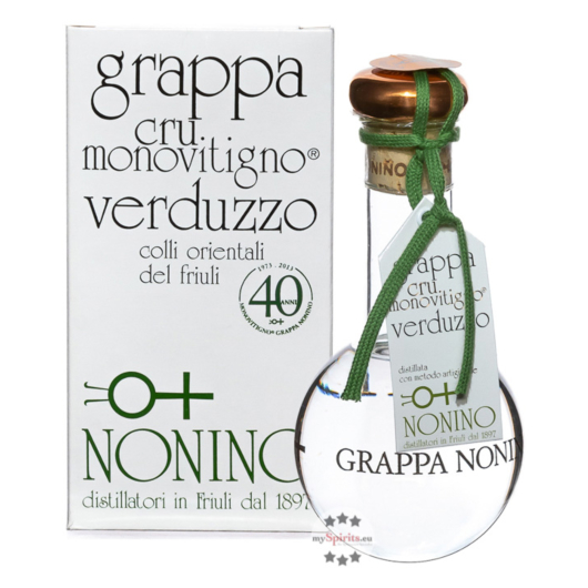 Nonino Grappa Cru Monovitigno Verduzzo - Sortenreiner Grappa aus Italien / 45 % Vol. 0,2 L Flasche 