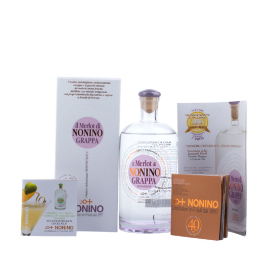 Grappa Nonino: Il Merlot di Nonino Grappa Monovitigno / 41 % vol. / 0,7 Liter-Flasche im Karton