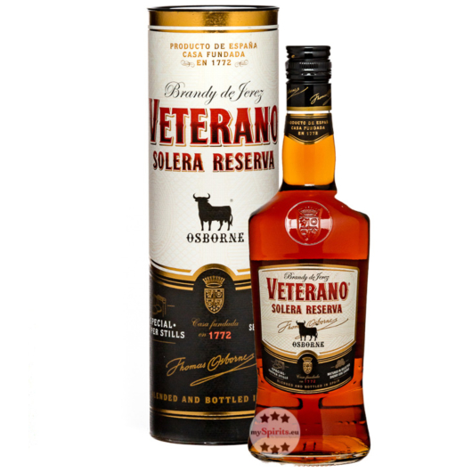 Osborne Veterano Solera Reserva Brandy de Jerez / 36 % Vol. / 0,7 Liter-Flasche in Geschenkdose