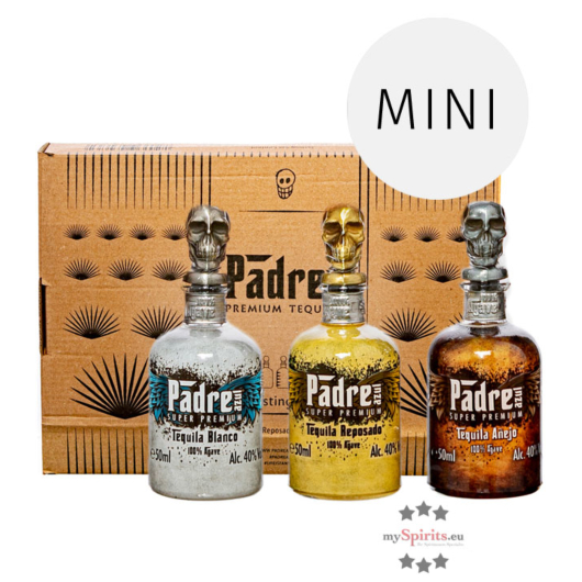 Padre Azul Tasting-Set Tequila-Probierset / 40 % Vol. / 3 x 0,05 Liter-Flasche in Geschenkbox