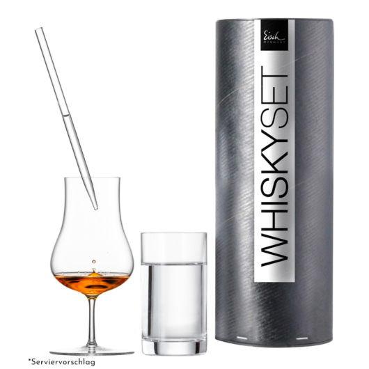 Eisch Whisky-Geschenkset Malt-Whisky mit Malt-Whiskyglas, Wasserglas & Pipette in Geschenkdose