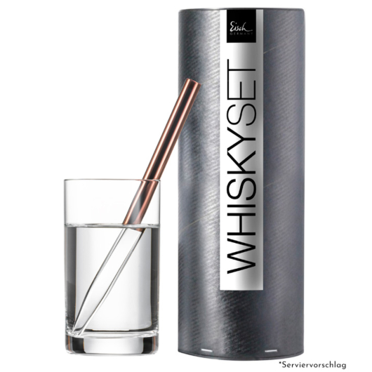 Eisch Whiskypipetten Set kupfer in Geschenkdose / Whiskypipette: L: 170 mm, Ø 8 mm / Wasserglas 190 ml