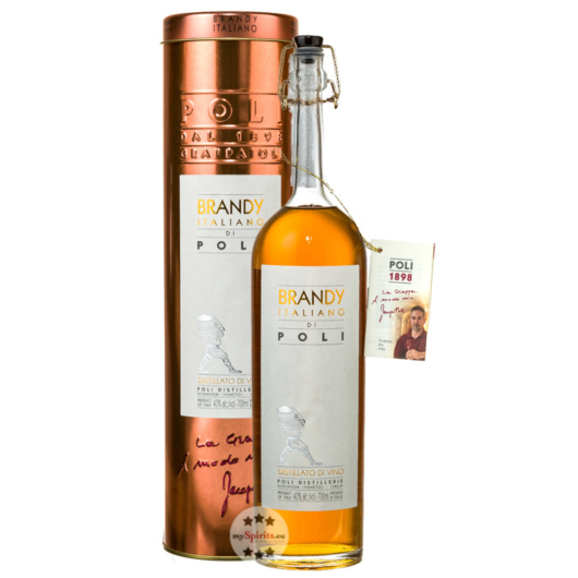 Poli Brandy Italiano - Weinbrand / 40 % Vol. / 0,7 Liter-Flasche in Geschenkdose