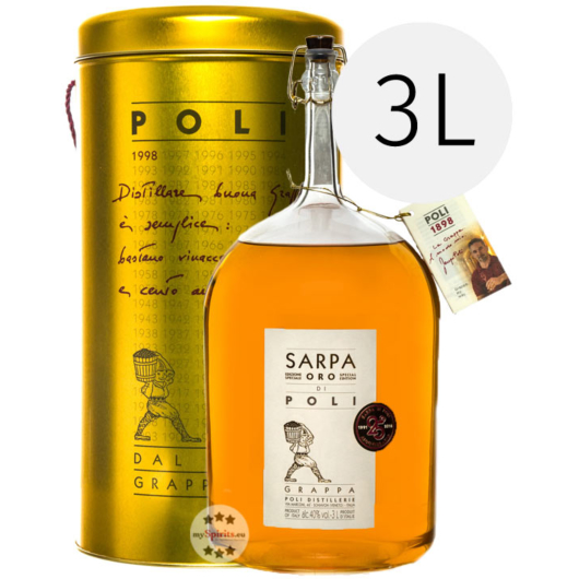 Poli Grappa Sarpa Oro di Poli Big Mama / 40 % Vol. / 3,0 Liter-Flasche in Geschenkdose