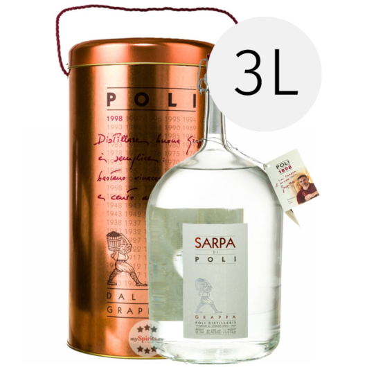 Poli Grappa Sarpa di Poli Big Mama / 40 % Vol. / 3,0 Liter-Flasche in Geschenkdose