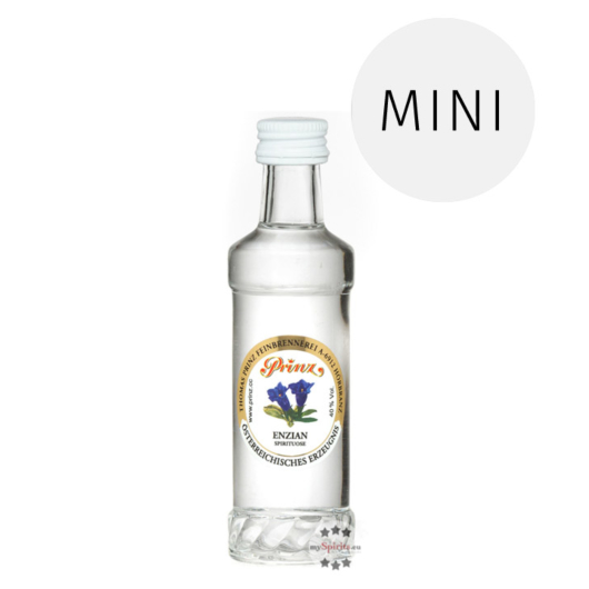 Prinz: Enzian Schnaps Miniatur / 40 % Vol. / 0,04 Liter-Flasche