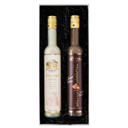 Prinz Geschenkset "Cream Genuss" Cremige Liköre / 15 & 17 % vol / 2 x 0,5 Liter in Geschenkbox