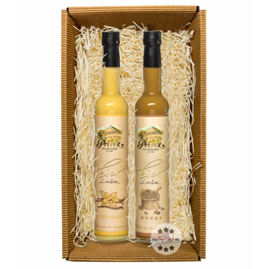 Prinz "Osternest mit Eierlikören" Vanille & Mokka in Geschenkbox / 2 x 0,5 L Flasche / je 15 % Vol.