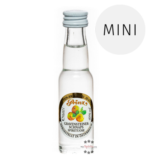 Prinz: Gravensteiner Schnaps Miniatur / 40 % Vol. / 0,02 Liter-Flasche