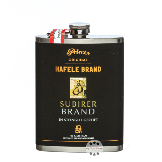 Prinz: Flachmann Hafele Subirer Brand / 43 % Vol. / 0,2 Liter-Flasche aus Edelstahl