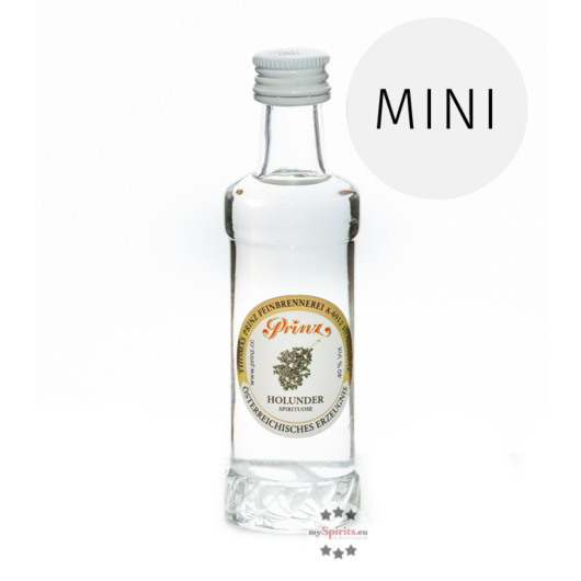 Prinz: Holunder-Schnaps Miniatur / 40 % Vol. / 0,04 Liter-Flasche