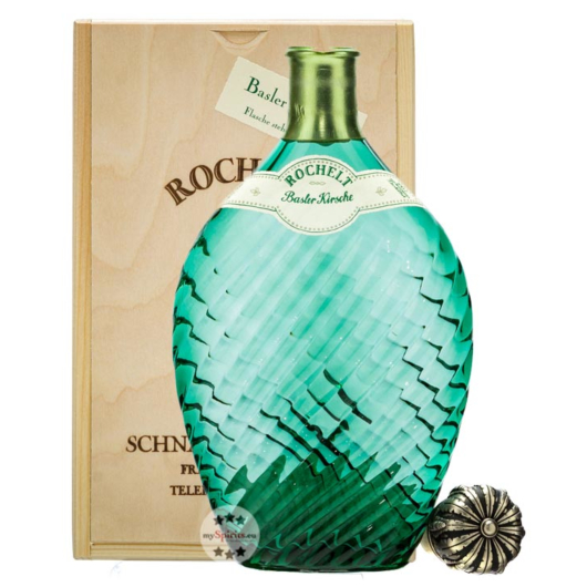 Rochelt Basler Kirsche Edelbrand / 50 % Vol. / 0,35 Liter-Flasche in Holzkiste inkl. 10,00 € Pfand