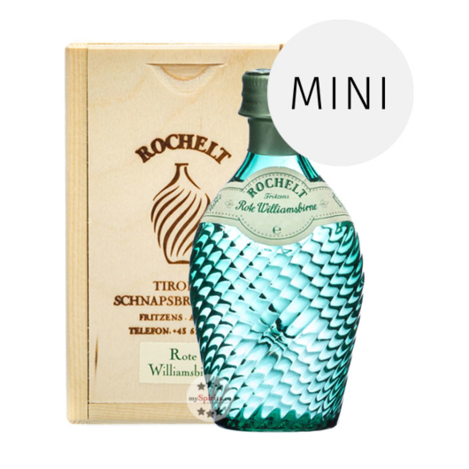 Rochelt: Rote Williamsbirne Edelbrand Miniatur / 50 % Vol. / 0,04 Liter-Flasche inkl. 1,00 € Pfand