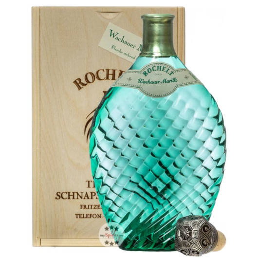 Rochelt Wachauer Marille / 50 % Vol. / 0,35 Liter-Flasche in Holzkiste inkl. 10,00 € Pfand