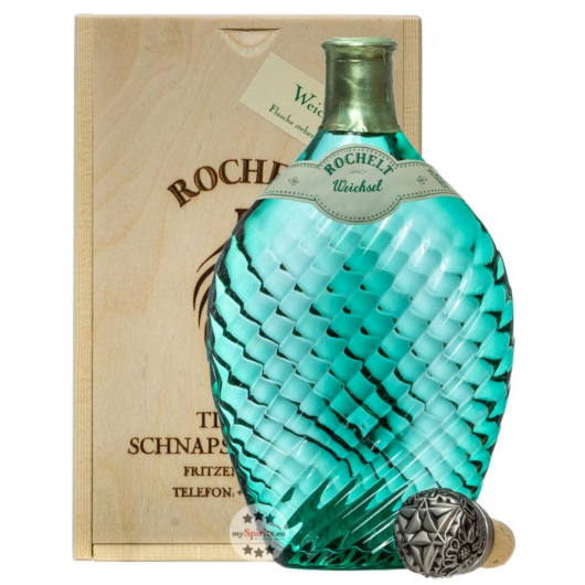 Rochelt Weichsel Kirschenbrand / 50 % Vol. / 0,35 Liter-Flasche in Holzkiste inkl. 10,00 € Pfand