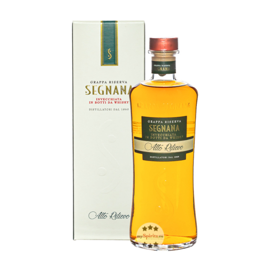 Segnana Grappa Riserva Alto Rilievo Invecchiata in Botti da Whisky / 40 % Vol. / 0,7 Liter-Flasche in Geschenkbox