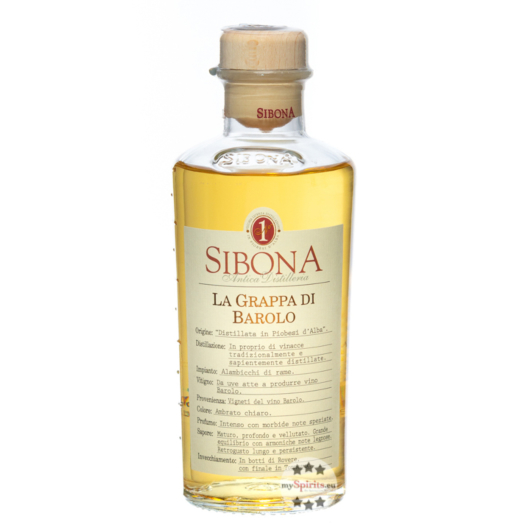 Sibona Grappa di Barolo / 40 % Vol. / 0,5 Liter-Flasche