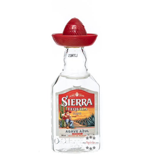 Sierra Tequila Blanco / 38 % Vol. / 0,05 Liter-PET-Flasche mit rotem Hut