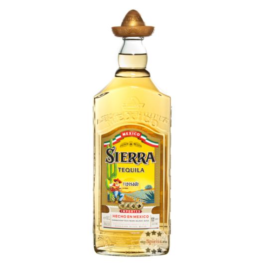 Sierra Tequila Reposado / 38 % Vol. / 1,0 Liter-Flasche mit goldenem Hut