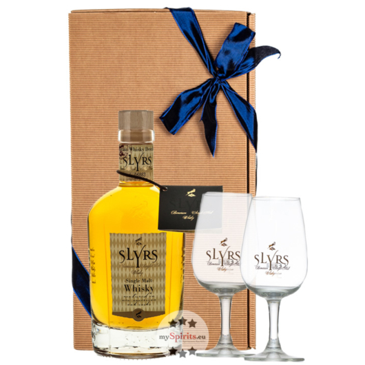 Slyrs Whisky: Geschenkset Bavarian Single Malt Whisky / 43 % vol / 0,35l & 2 x Whiskyglas in Geschenkbox