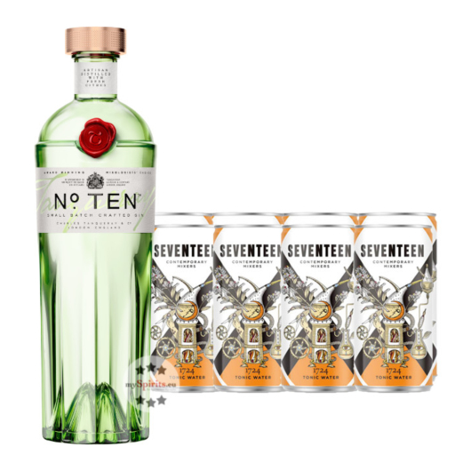 Gin Tonic Set: Tanqueray No. Ten Gin (47,3 % Vol. / 0,7 L) + 8 x 1724 Tonic Water (0,2 L) inkl. 2,00 € Pfand