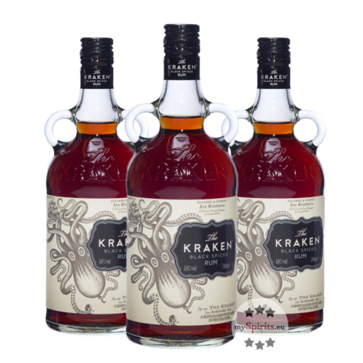 The Kraken Black Spiced Spirit Drink auf Rum-Basis / 40 % Vol. / 3 x 0,7 Liter-Flasche