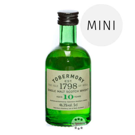 Tobermory 10 Jahre Single Malt Whisky Miniatur/ 46,3 % Vol. / 0,05 Liter-Flasche