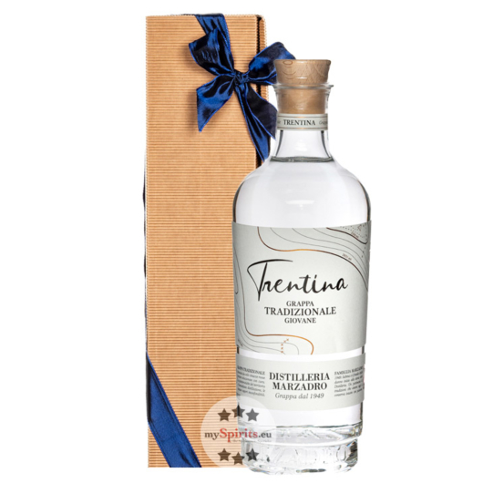 Marzadro Geschenk-Set Grappa La Trentina Tradizionale 41 % vol. 0,7 l in Geschenk-Schachtel