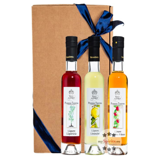 Geschenk-Set: Villa de Varda Mirtillo, Limoncino & Fragoline / 28 % Vol. / 3 x 0,2 Liter in Geschenkbox