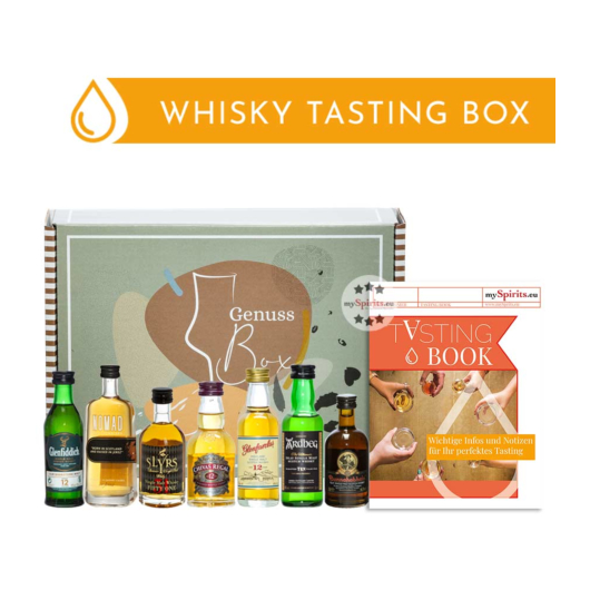 Whisky Tasting Set „Original Miniaturen“ / 40 - 46,3 % Vol. / 7 x 0,05 l in Genuss-Box mit Tasting-Booklet