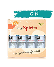 mySpirits: 4er Miniaturen-Set Gin / 43,3 - 47,3 % vol / 4 x 0,02 Liter in Deko-Box