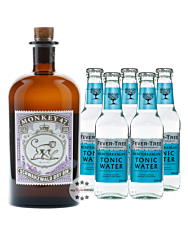 Monkey 47 Gin (47 % Vol. / 0,5 Liter) + 5 x Fever-Tree Mediterranean Tonic (0,2 L) inkl. 0,75 € Pfand