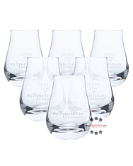 6 x mySpirits Schnapsglas mit mySpirits-Druck + 4cl Eichstrich / Fassungsvermögen: 12 cl, Höhe: 8 cm