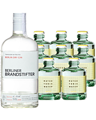 Berliner Brandstifter Gin (43,3 % vol, 0,7 l) & 8 x Match Indian Tonic Water (0,2 l) inkl. 2,40 € Pfand