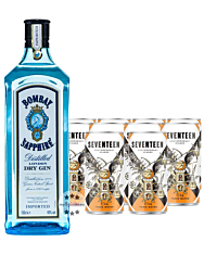 Bombay Sapphire London Dry Gin (40% Vol., 1,0 L) & 10 x 1724 Tonic Water (0,2 L) inkl. 2,50 € Pfand