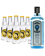 Bombay Sapphire London Dry Gin (40% Vol., 1,0 L) & 5 x Thomas Henry Tonic Water (0,2 L)