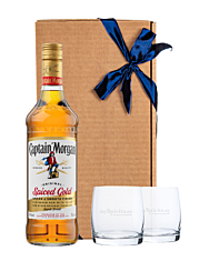 Geschenk-Set: Captain Morgan (35 % Vol. / 0,7 Liter-Flasche) + 2 x mySpirits Tumbler in Geschenkbox