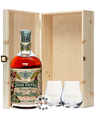 Geschenkset Don Papa Baroko / 40 % vol / 0,7 l + 2 x mySpirits Nosing-Glas in Holzkiste