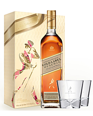 Johnnie Walker Gold Label Geschenkset / 40 % Vol. / 0,7 Liter-Flasche + 2 Johnnie Walker-Gläser