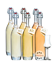 Prinz: Alte Sorten Kombi-Paket 0,5 l (Alte Marille, Williamsbirne & Wald-Himbeere) / 41 % vol / 6 x 0,5 Liter + gratis mySpirits Schnapskelch
