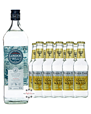 London Hill Dry Gin (43 % Vol. / 1,0 Liter) + 10 x Fever-Tree Indian Tonic (0,2 L) inkl. 2,50 € Pfand