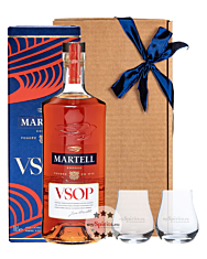 Geschenk-Set: Martell VSOP Cognac Aged in Red Barrels (40 % Vol. / 0,7 L) + 2 x mySpirits kleines Nosingglas in Geschenkbox