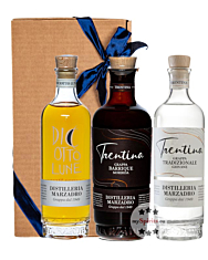 Marzadro Geschenk-Set Grappa La Trentina Tradizionale & Barrique + Grappa Stravecchia Le Diciotto Lune, je 41 % vol. / 3 x 0,2 l in Geschenk-Schachtel