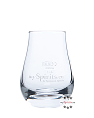 mySpirits Schnapsglas - kleines Nosingglas mit mySpirits-Druck mit 4cl Eichstrich / Fassungsvermögen: 12 cl, Höhe: 8cm