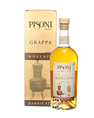 Pisoni: Grappa Trentina Moscato Barricata / 45 % Vol. / 0,7 Liter-Flasche in Geschenkkarton