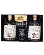 Prinz Geschenkset Winter-Schnäpse - Winter Haselnuss & Winter Williams-Christbirnen Schnaps / 34 % Vol. / 2x 0,5l + 2x Glas in Box